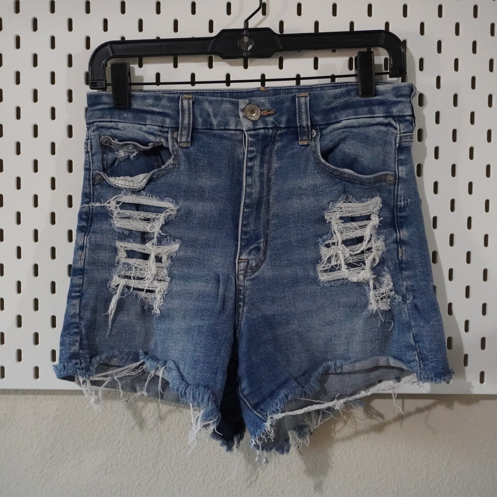 American Eagle Denim Shorts Women's Size 6 Ripped Distressed‎ Frayed Hem Blue